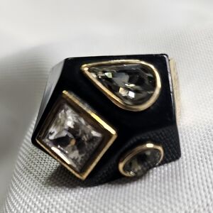 🔥AUTHENTIC "Versace" Black and Gold Geometric Ring